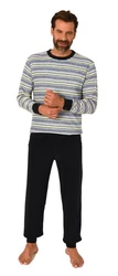 Normann Pyjama Herren langarm Frottee Schlafanzug Grau/Schwarz/Grün/Dunkelblau/Rot