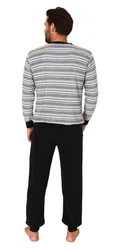 Normann Pyjama Herren langarm Frottee Schlafanzug Grau/Schwarz/Grün/Dunkelblau/Rot