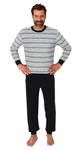 Normann Pyjama Herren langarm Frottee Schlafanzug Grau/Schwarz/Grün/Dunkelblau/Rot