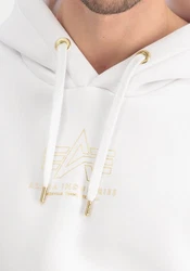 Alpha Industries Basic Hoodie ML Foil Print Weiß/Creme