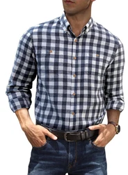 JMIERR Flanellhemd Kariertes Hemd Herren Dunkelblau/Blau/Hellblau/Grau