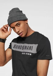 Bruno Banani T-Shirt kurzärmelig schmal geschnitten Rundhalsausschnitt Schwarz/Beige/Dunkelgrau/Hellblau