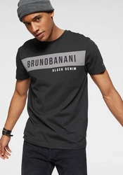 Bruno Banani T-Shirt kurzärmelig schmal geschnitten Rundhalsausschnitt Schwarz/Beige/Dunkelgrau/Hellblau