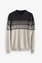 Rundhalspullover Regular Strickpullover im Norwegermuster (1-tlg)