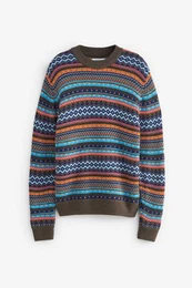 Bandeau-Bikini-Top Regular Strickpullover im Norwegermuster (1-St)