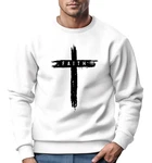 Neverless Sweatshirt Herren Aufdruck Kreuz Cross Faith Weiß/Schwarz/Grün/Grau/Rot