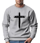 Neverless Sweatshirt Herren Aufdruck Kreuz Cross Faith Grau/Rot/Hellgrau/Silber/Schwarz
