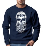 Neverless Sweatshirt Herren Totenkopf Nordisch Moin Hamburg Dialekt Skull Anker Dunkelblau/Blau