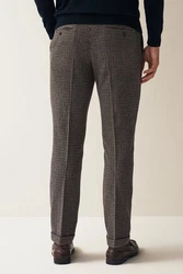 Next Anzughose mit Hahnentrittmuster Khaki/Braun/Grau/Beige