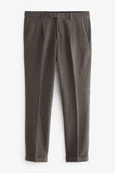 Next Anzughose mit Hahnentrittmuster Khaki/Braun/Grau/Beige