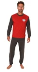Normann Pyjama Lässiger Herren langarm Schlafanzug Homewear mit Bündchen Rot/Dunkelrot/Braun