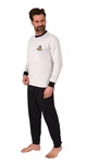 Normann Pyjama Lässiger Herren langarm Schlafanzug Homewear mit Bündchen Dunkelblau/Schwarz/Weiß