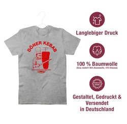 Shirtracer T-Shirt Original Döner Kebab Logo Dunkelrot/Grau/Rot/Braun