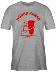 Shirtracer T-Shirt Original Döner Kebab Logo Dunkelrot/Grau/Rot/Braun
