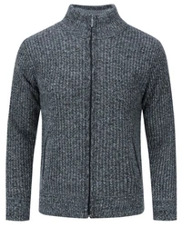 Allthemen Strickjacke mit Stehkragen Herren Cardigan Dunkelblau/Dunkelgrau/Grau/Hellgrau