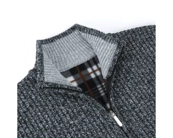 Allthemen Strickjacke mit Stehkragen Herren Cardigan Dunkelblau/Dunkelgrau/Grau/Hellgrau