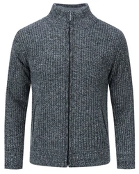 Allthemen Strickjacke mit Stehkragen Herren Cardigan Dunkelblau/Dunkelgrau/Grau/Hellgrau