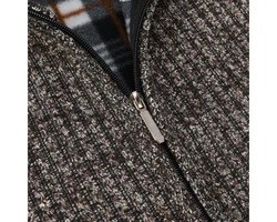 Allthemen Strickjacke mit Stehkragen Herren Cardigan Dunkelgrau/Hellgrau/Grau
