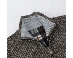 Allthemen Strickjacke mit Stehkragen Herren Cardigan Dunkelgrau/Hellgrau/Grau