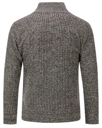 Allthemen Strickjacke mit Stehkragen Herren Cardigan Dunkelgrau/Hellgrau/Grau