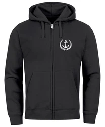 Neverless Sweatjacke Herren Zip-Hoodie Motiv Anker Meer Boot Dunkelgrau/Dunkelblau/Schwarz/Hellblau