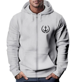 Neverless Sweatjacke Herren Zip-Hoodie Motiv Anker Meer Boot