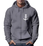 Neverless Sweatjacke Zip-Hoodie Herren Anker Logo Print Dunkelgrau/Grau/Dunkelblau/Hellgrau
