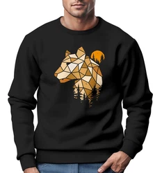 Neverless Sweatshirt Herren Fashion Polygon Print Rot/Schwarz/Beige
