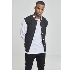 URBAN CLASSICS Collegejacke College Sweatjacket Hellblau/Schwarz