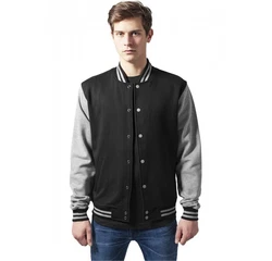 URBAN CLASSICS Collegejacke College Sweatjacket Hellgrau/Schwarz/Grau/Dunkelgrau