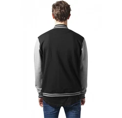 URBAN CLASSICS Collegejacke College Sweatjacket Hellgrau/Schwarz/Grau/Dunkelgrau
