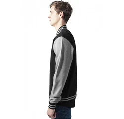 URBAN CLASSICS Collegejacke College Sweatjacket Hellgrau/Schwarz/Grau/Dunkelgrau