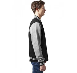 URBAN CLASSICS Collegejacke College Sweatjacket Hellgrau/Schwarz/Grau/Dunkelgrau