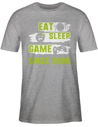 Shirtracer T-Shirt Eat Sleep Game Since Achtzehn Geburtstag Silber/Dunkelgrau/Dunkelgrün/Hellgrau/Grau