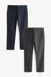 Next Chinohose Slim Fit Chinohose (2-tlg) Dunkelblau/Grau/Dunkelgrau/Blau