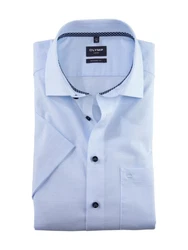 OLYMP Kurzarmhemd Businesshemd modern fit Luxor Blau/Hellblau