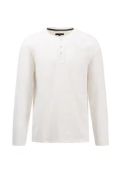 FYNCH-HATTON Langarmshirt mit Knopfleiste Weiß/Khaki/Beige/Creme/Dunkelblau