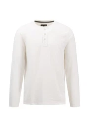 Langarmshirt mit kurzer Knopfleiste