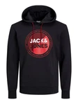 Jack & Jones Kapuzensweatshirt JJLOYD SWEAT HOOD Schwarz/Dunkelblau/Rot