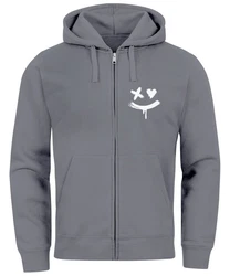 Neverless Sweatjacke mit Kapuze Print Drippy Smile Zip-Hoodie Herren Grau/Hellgrau/Dunkelgrau