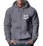 Neverless Sweatjacke mit Kapuze Print Drippy Smile Zip-Hoodie Herren Grau/Hellgrau/Dunkelgrau