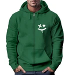 Neverless Sweatjacke mit Kapuze Print Drippy Smile Zip-Hoodie Herren Grün/Dunkelgrün