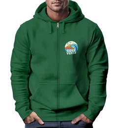 Sweatjacke Herren Zip Hoodie Sweatjacke mit Kapuze Logo-Print Good Vibes