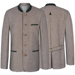 Trachtenjanker Natur - Herren Trachtenmode Jgerleinen - Janker Trachtenjacke mit Stehkragen HT9