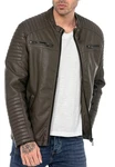 RedBridge Herren Lederjacke Kunstleder Bikerjacke Urban Steppjacke (M6013) Khaki