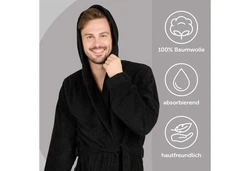 Blumtal Bademantel Herren Schwarz