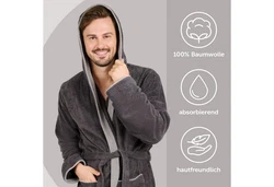 Blumtal Bademantel Herren Schwarz/Dunkelgrau/Grau/Hellgrau/Dunkelblau/Braun