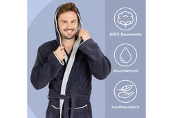 Blumtal Bademantel Herren Dunkelblau/Blau/Hellblau