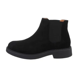 Herren Chelsea Freizeit Stiefelette (85255704) Blockabsatz Boots in Schwarz
