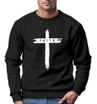 Neverless Sweatshirt Herren Aufdruck Kreuz Cross Faith Schwarz/Braun